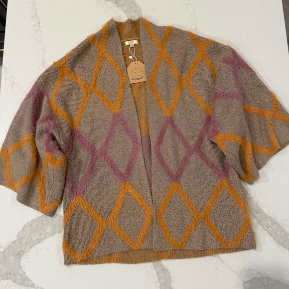 Kori America NWT Diamond Open Front Plush Cardigan Sweater Women’s M/L Coatigan - Picture 4 of 10